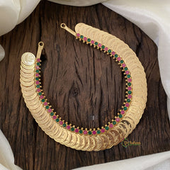 Red Green AD Stone Traditional Kerala Lakshmi Coin Neckpiece-G11358