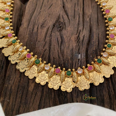 Red Green AD Stone Traditional Kerala Lakshmi Floral Neckpiece-G11410