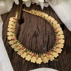 Red Green AD Stone Traditional Kerala Lakshmi Floral Neckpiece-G11410