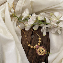 Red Stone Traditional Kerala Style Lakshmi Pendant Neckpiece-G11367