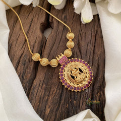 Red Stone Traditional Kerala Style Lakshmi Pendant Neckpiece-G11367