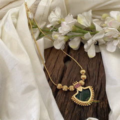 Green Stone Traditional Kerala Palakka Pendant Neckpiece-G11366
