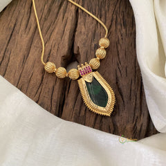 Green Stone Traditional Kerala Palakka Pendant Neckpiece-G11368