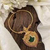Green Stone Traditional Kerala Palakka Lakshmi Pendant Neckpiece-G11365