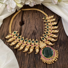 Traditional Kerala Palakka Pendant Short Neckpiece-Lakshmi Neckpiece-G11375