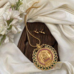 Green AD Stone Traditional Kerala Style Lakshmi Pendant Neckpiece-G11364