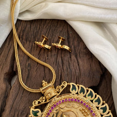 Green AD Stone Traditional Kerala Style Lakshmi Pendant Neckpiece-G11364