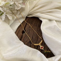 Red Stone Traditional Kerala Palakka Pendant Neckpiece-G11360