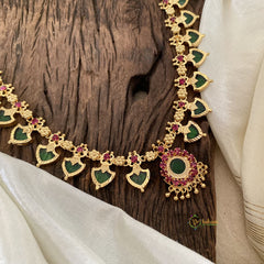 Premium Traditional Kerala Green Palakka Pendant Long Haram-G11380