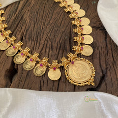 Gold Lakshmi Kaasumala Neckpiece with Pendant-G11408