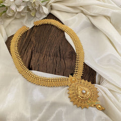 Traditional Kerala Coin Style Midlength Neckpiece-White-G11413