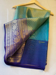 Vriksham Peacock Green Katan Tanchoi Tissue Silk Saree-VS4491