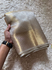 Vriksham Silver with Gold Print Tanchoi Tissue Silk Saree-VS4494