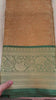Beige Gold with Green Border Semi Benarasi Saree -Tanchoi Collection-VS3657