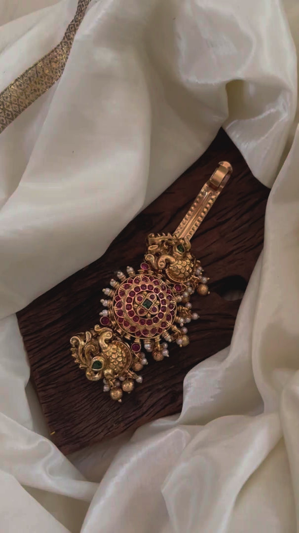 Premium Gold Look Alike Hair clip - Peacock Style -G11282