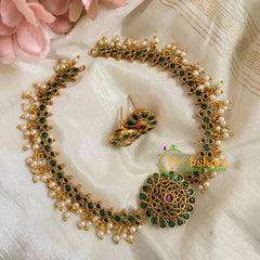 Cluster Pearl High Neck Choker-Green red-G4980