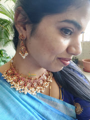 Precious Kemp Guttapusalu Neckpiece – Red-White-Green-G527