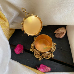 Gold Look Alike AD Stone Kumkum Box-Khumba-G6052