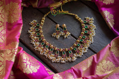 Handmade Guttapusalu Choker with Red-Green stones-G785