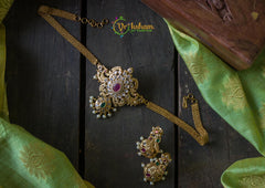 Peacock style Golden High Neck Choker-G788