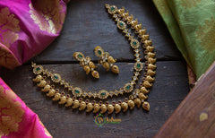 Golden Short Neckpiece with Stones-G789