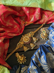 Simple Jhumka style Lakshmi High Neck Choker-G418