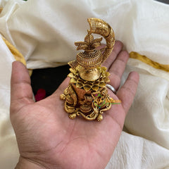 Gold Look Alike AD Stone Kumkum Box-Khumba-G6052