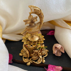 Gold Look Alike AD Stone Kumkum Box-Khumba-G6052