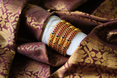 Golden Lakshmi Matt Kemp Bangles - A pair-G620