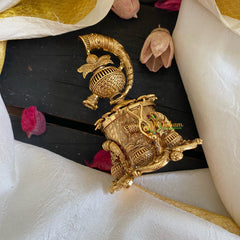 Gold Look Alike AD Stone Kumkum Box-Khumba-G6052