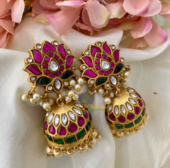 Precious Jadau Kundan Jhumkas -Pearl Finish -J022