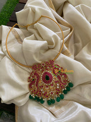 Precious Kundan Jadau Pendant Hasli Choker-Dual Peacock-J278