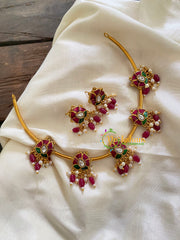 Premium AD Stone Hasli Choker-Pink Bead-G7281