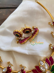 Premium AD Stone Lotus Hasli Choker-Parrot- Geen Bead -G7282