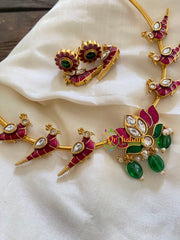 Premium AD Stone Lotus Hasli Choker-Parrot- Geen Bead -G7282