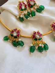 Premium AD Stone Hasli Choker-Green Bead -G7283