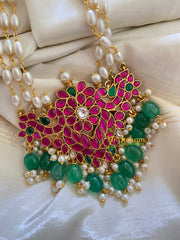 Exquisite Jadau Kundan Pendant Pearl Mala 5-J295