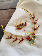 Premium AD Stone Hasli Choker-Lotus-Pastel Green Bead and Pearl-G7286