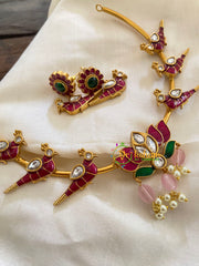 Premium AD Stone Hasli Choker-Lotus-Pastel Pink Bead-G7280