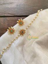 AD Stone Pearl High Neck Choker -Green-G7288