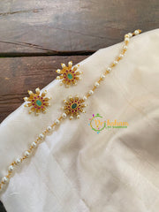 AD Stone Pearl High Neck Choker -Green-G7288