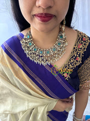 Blue Victorian Diamond Short Neckpeice -VV282