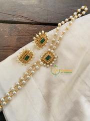 AD Stone Pearl High Neck Choker -Red-G7289