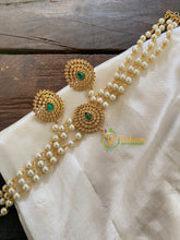 Gold look alike Pearl High Neck Choker-Tilak Green-G7290