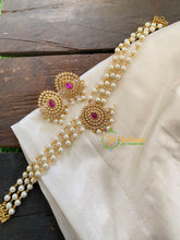 Gold look alike Pearl High Neck Choker- Tilak Red-G7291