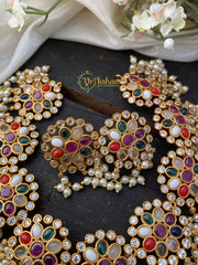 Unique Navarathna Guttapusalu Style Short Neckpiece -G2358