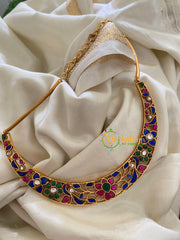 Premium Jadau Kundan Hasli Choker-BLUE -J281