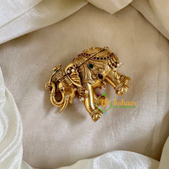 Gold Look Alike Temple Kumkum Box -Elephant-G10260