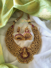 Short Lakshmi Golden Beads Neckpiece - Red-G319