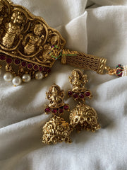 Lakshmi high neck choker - Red-G345